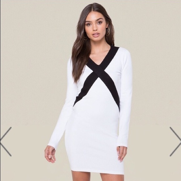 bebe Dresses & Skirts - Bebe Black and White Sweater Dress